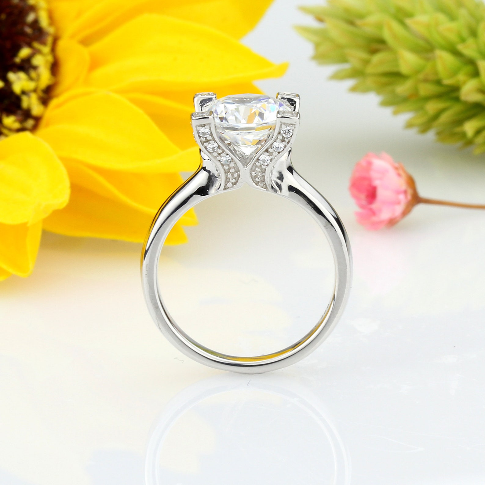 Simulated Diamond 2 Carat Ring Sterling Silver Wedding Ring Etsy