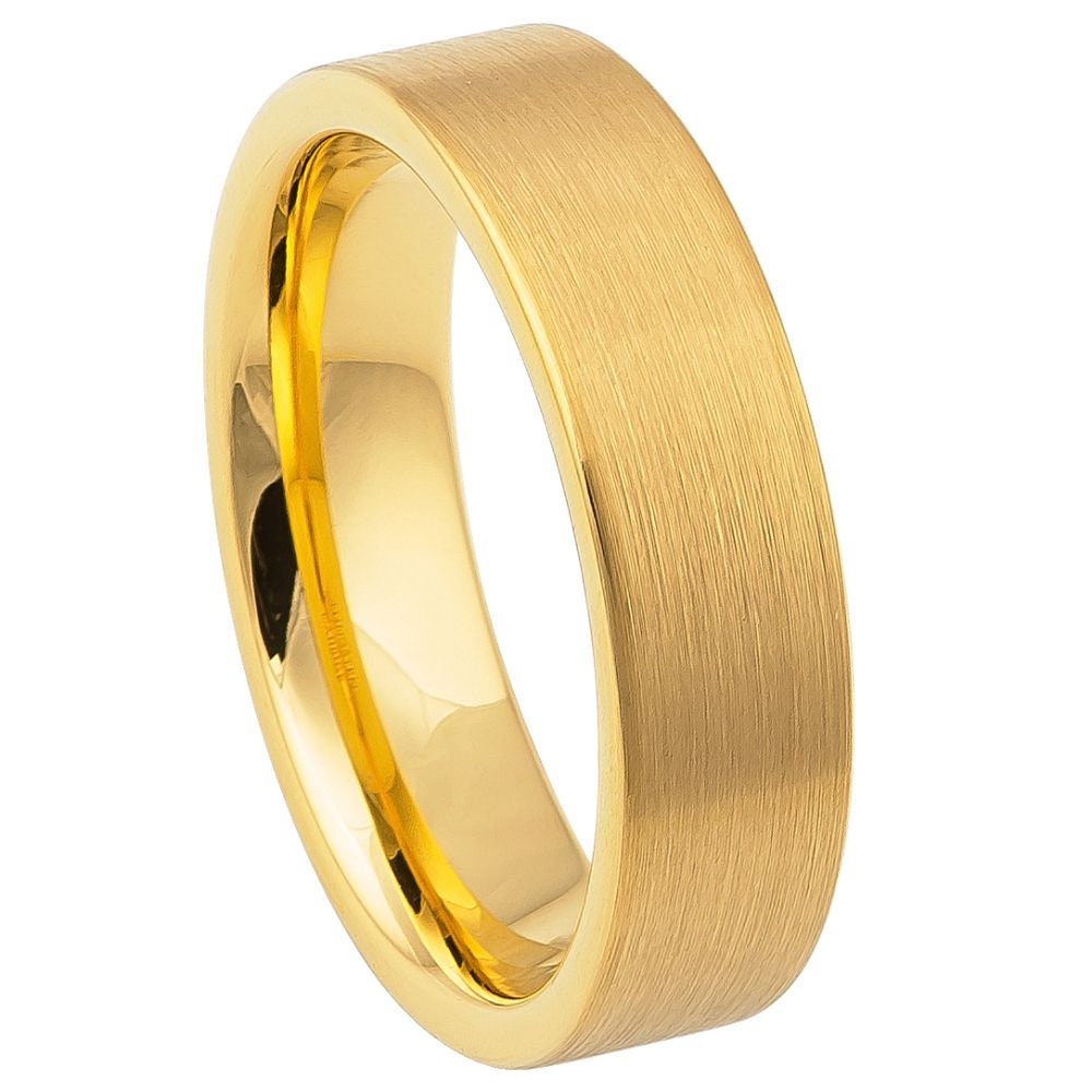 Men Women Tungsten Wedding Band Set 6MM Gold Tone Ring Pipe | Etsy