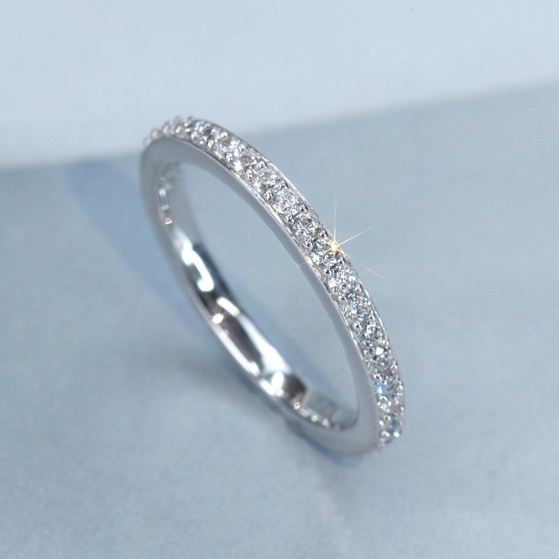 2mm Eternity Ring Sterling Silver Wedding Band Women Pave - Etsy