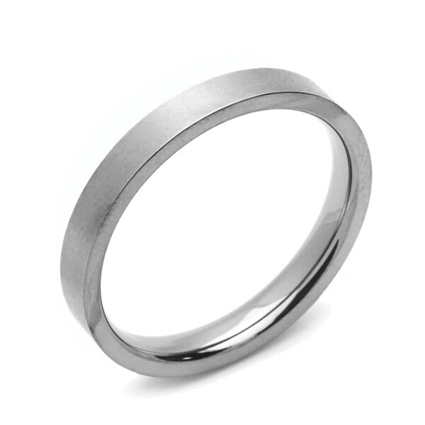 Men Women 3mm Titanium Ring Wedding Band, Thin Flat Brushed Titanium Ring, Thumb Ring, Custom Engraved Personalized Ring(CT303RTT)
