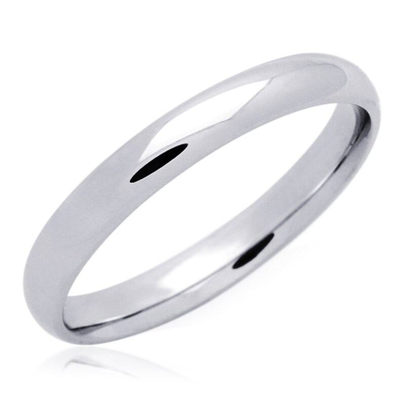 DLNBP1-9-OPT Men Women 14K White Gold or Gold 3mm Classic Domed Plain Wedding Band Ring Gift Box