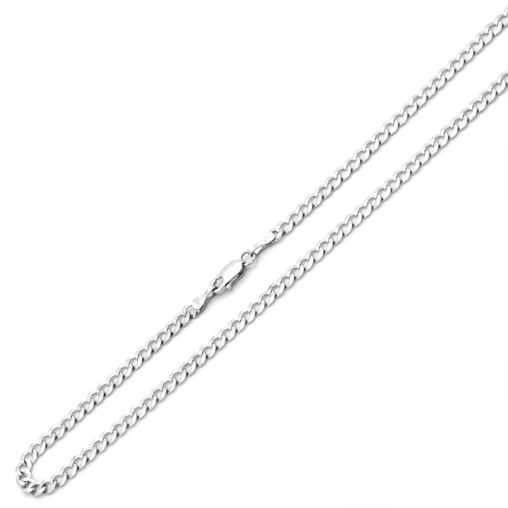 4mm Solid 14K White Gold Chain Necklace White Pave Curb Chain Etsy