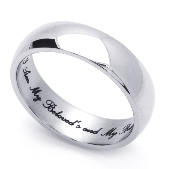 6MM Stainless Steel Black Anodized Classic Domed Wedding Band Size 5 to 15