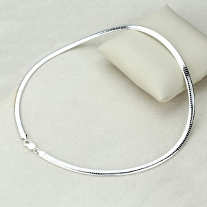 Dames 4 mm, 5 mm, 6 mm, 2 mm sterlingzilveren ketting Omega-ketting hooggepolijste platte omega-ketting, 16, 18, 20"