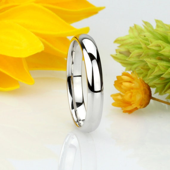 DLNBP1-9-OPT Men Women 14K White Gold or Gold 3mm Classic Domed Plain Wedding Band Ring Gift Box