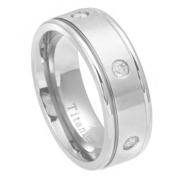 Custom Engraving 9mm Titanium Band White IP Ring Brushed | Etsy