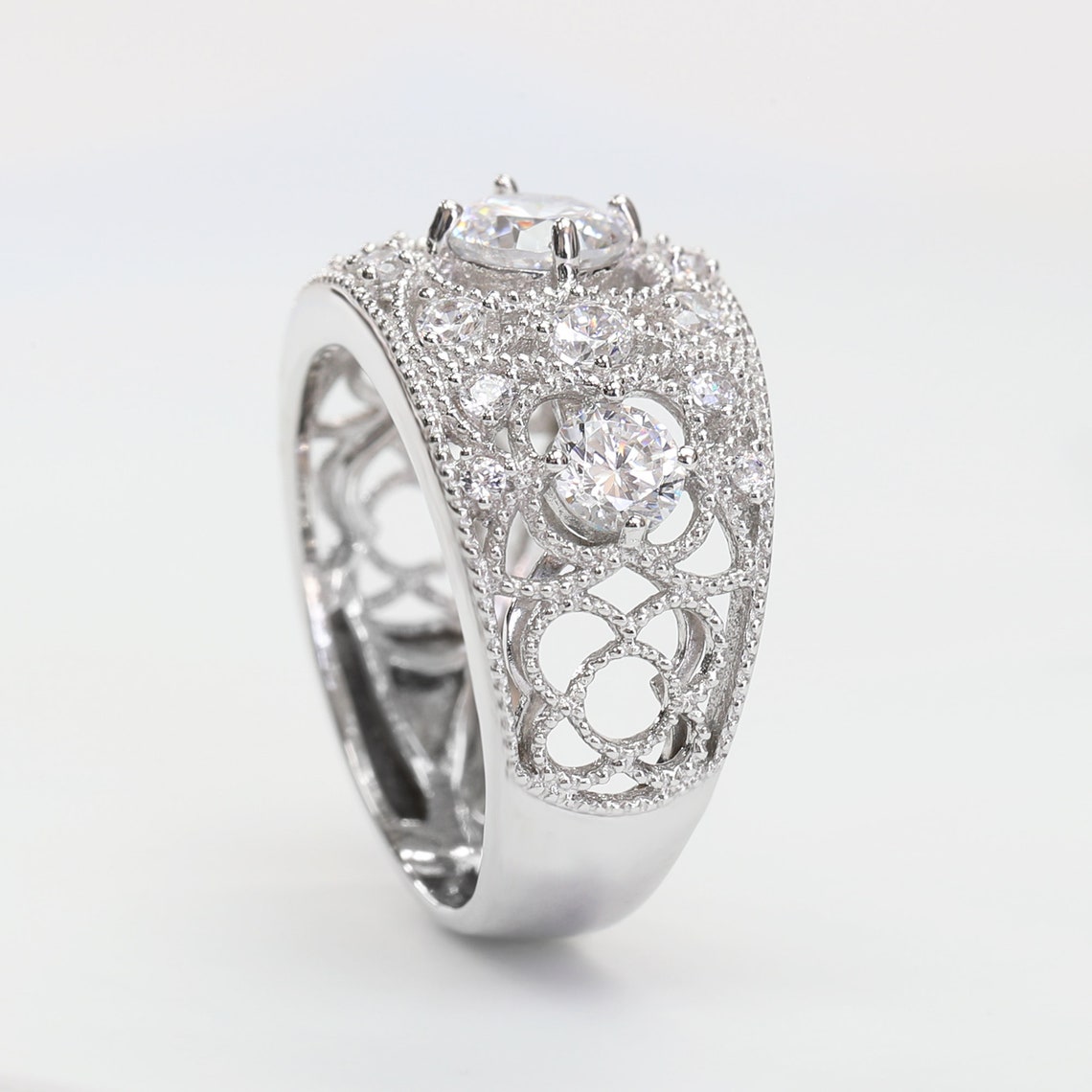 Vintage Ring 11mm Wide Band Sterling Silver Wedding Ring for Etsy