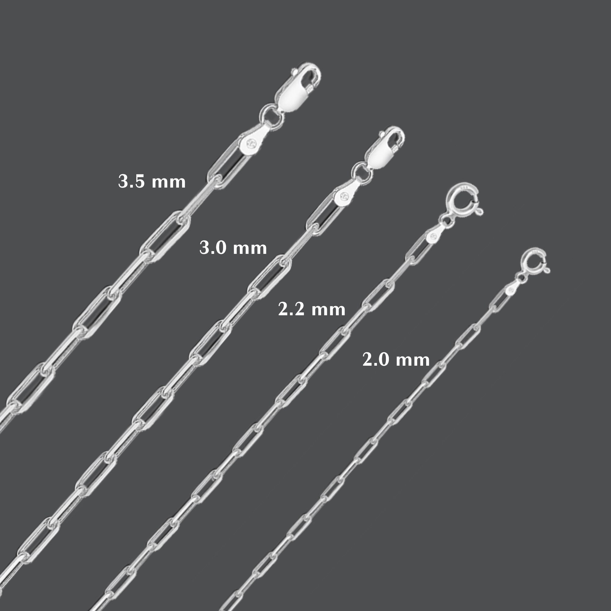 Paperclip Chain Sterling Silver Necklace for Men Women Silver