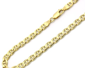 6mm Solid 14K Gold Chain Necklace Flat 