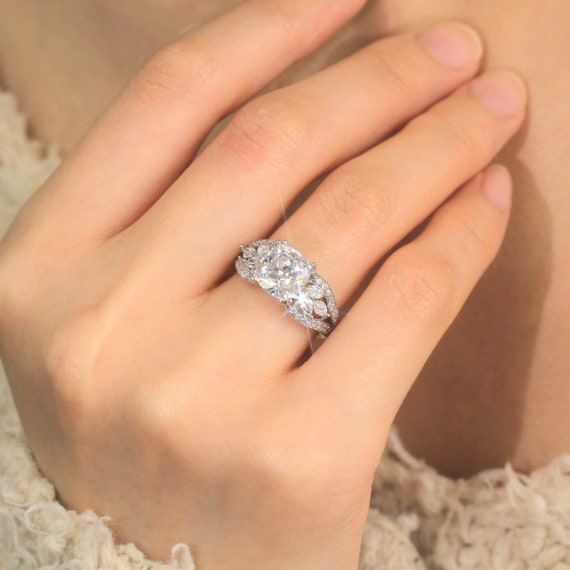 Sterling Silver CZ Oval Floral Ring Set Sterling Silver CZ Oval Floral Ring Set