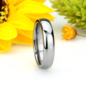 Men Women Tungsten Wedding Band 5MM Classic Domed Tungsten Ring, Custom Engraved Personalized Ring (CT105RTN)