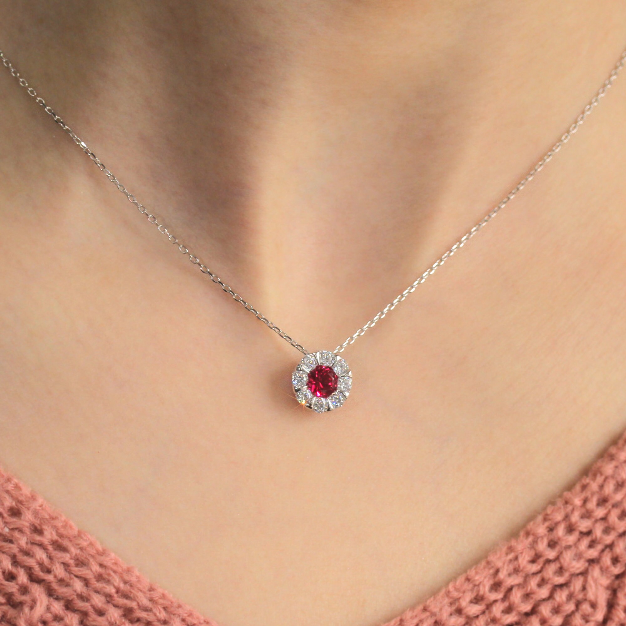 Fake ruby necklace Etsy