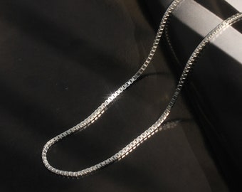 BOX Chain, Rhodium Plated Sterling Silver Necklace for Men Women, Silver Box Chain Necklace, Thin 0.7mm to 1mm, 16"~20"(PZCH156SV-RP)