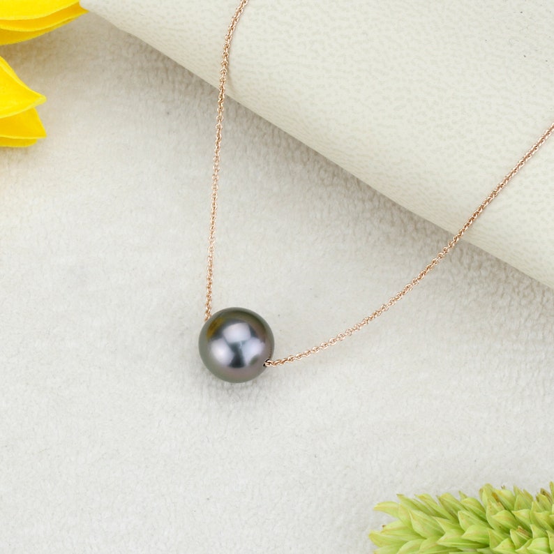 Real Pearl Necklace Solid 14K Gold Chain Pearl Slide Etsy