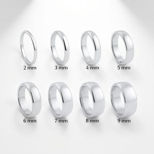925 Sterling Silver Wedding Band, Classic Dome 2mm to 9mm, Custom Engraved, Thumb Ring