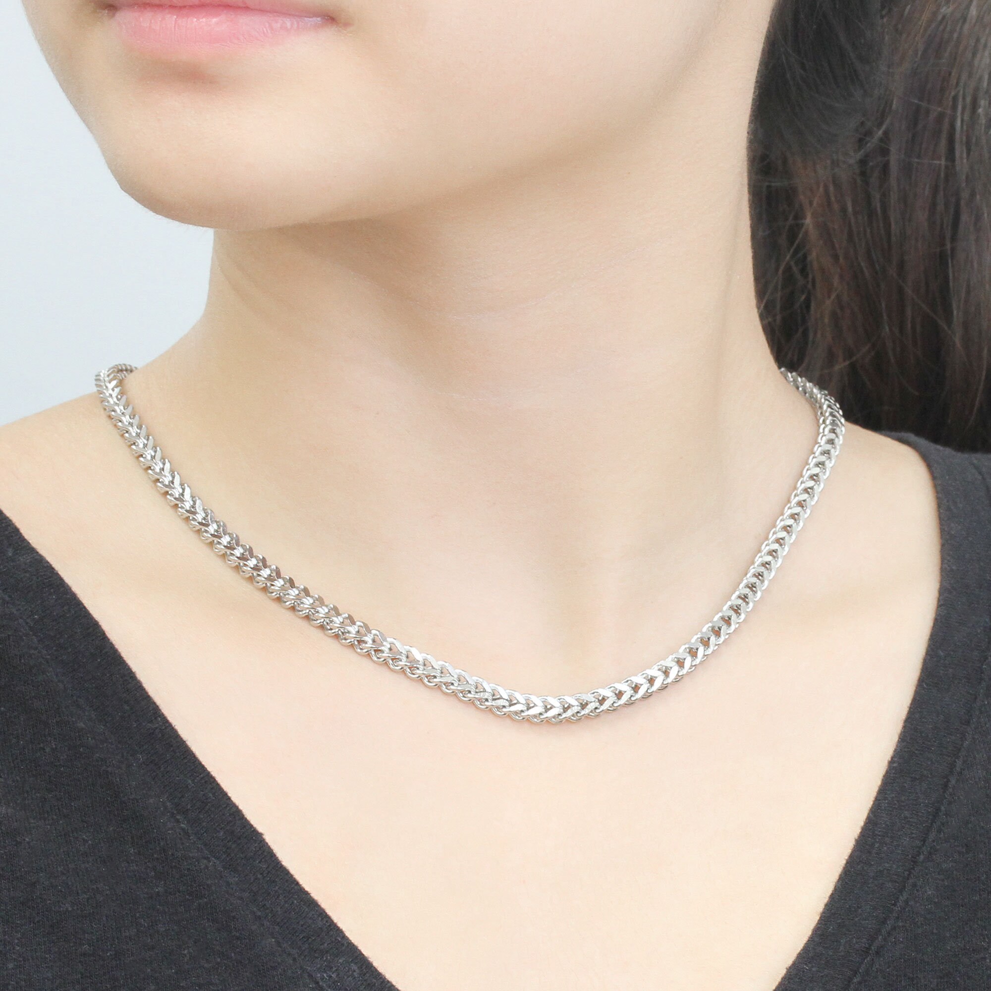 FOSIR 2mm Thin Chain Necklace - Surgical Stainless Steel Unisex Jewelry 18-30 Inches