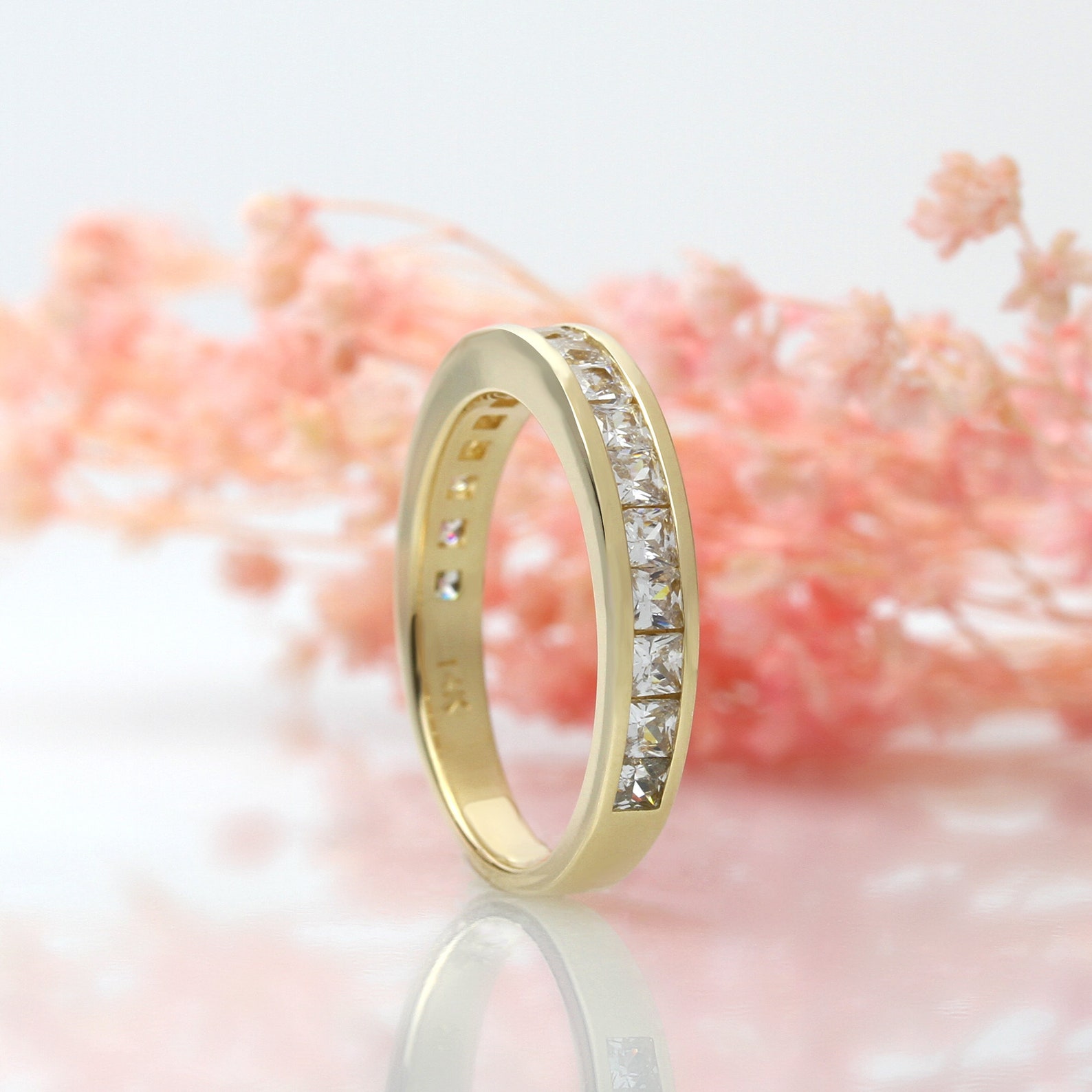 Gold Wedding Band Solid 14K Gold or White Gold Wedding Ring Etsy