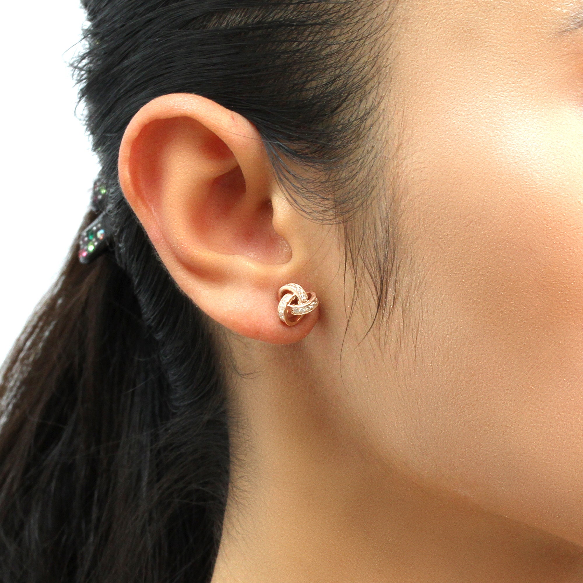 Celtic Love Knot Earrings 14K Gold Plated Sterling Silver Stud