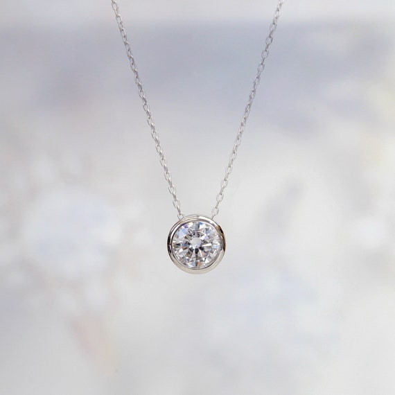 1 1.5 Carat Round Moissanite Necklace 