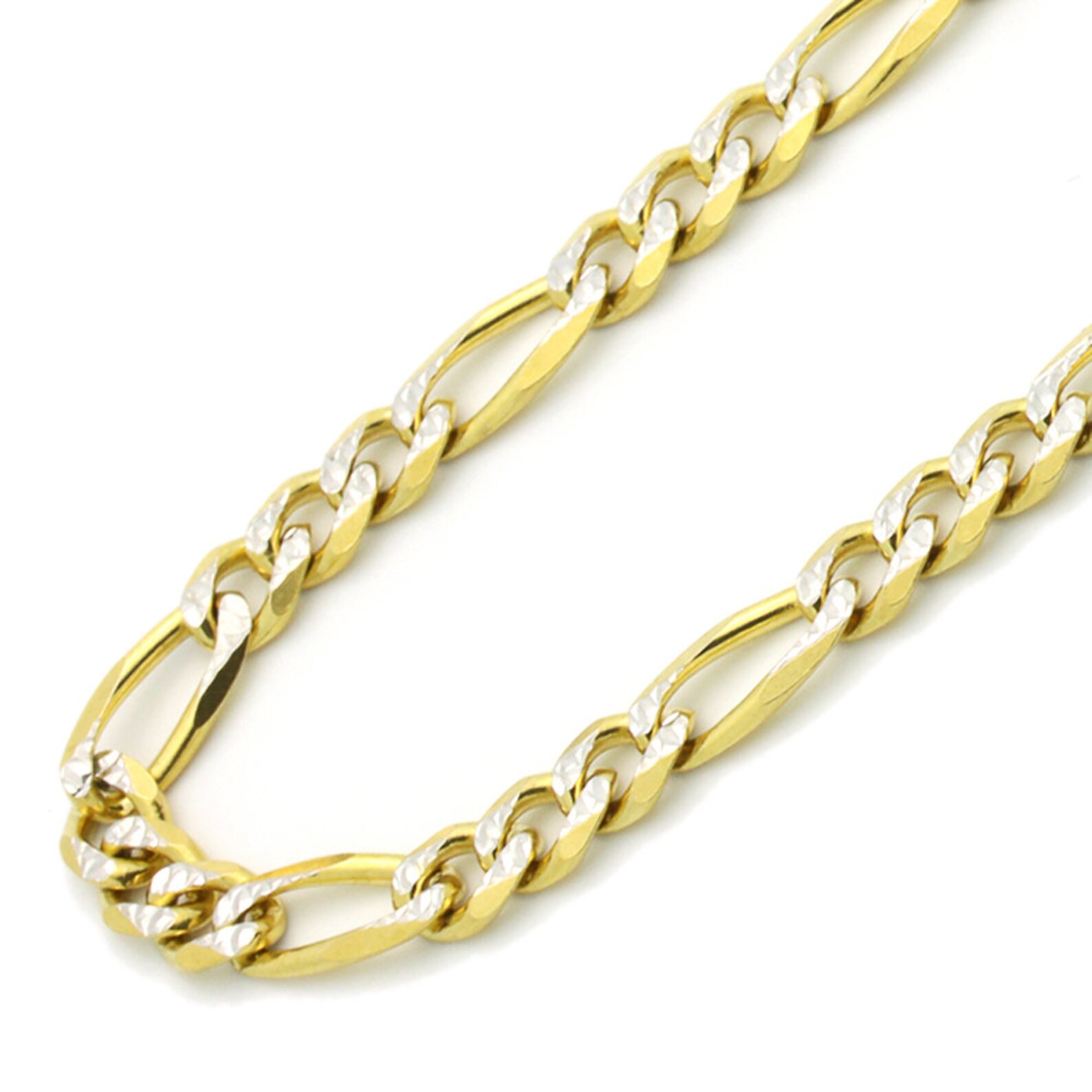 Solid 14K Two Tone Gold Chain Necklace 4.9mm Ultra Light White Etsy