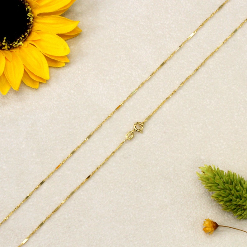 Gold SINGAPORE Chain Solid 14K Gold Necklace Men Women 1mm Etsy