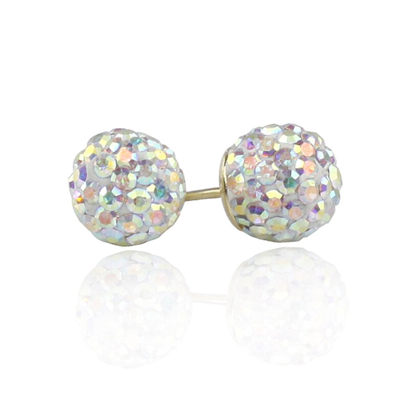 DLNBO-472M Women 14K Gold Stud Multi-Color Crystal Ball Screwback Earrings 4.5m