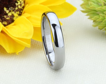 Men Women Tungsten Wedding Band 4MM Classic Domed Tungsten Ring, Custom Engraved Personalized Ring(CT204RTN-)