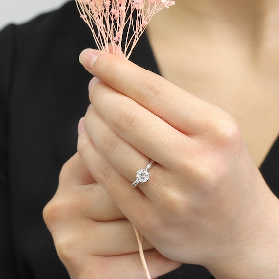 Anillo simulante diamante de quilate anillo de Etsy México