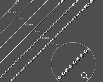 925 Sterling Silver Ball Chain Necklace or Bracelet, Minimal Dot Bead Chain, Layering Jewelry