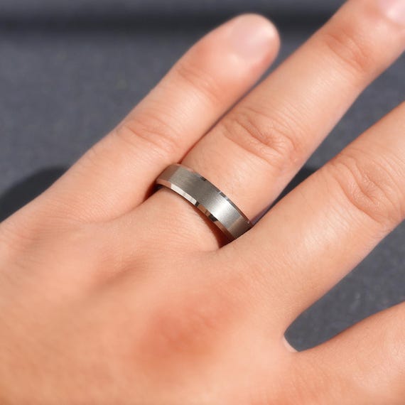 Two-Tone Stainless Steel Wedding Band – 7mm Eternity CZ Ring Milgrain Edge