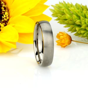 Custom Engraved Personalized Ring, Men Women 4mm Comfort Fit Titanium Wedding Band, Classic Domed Ring(CT204RTT)