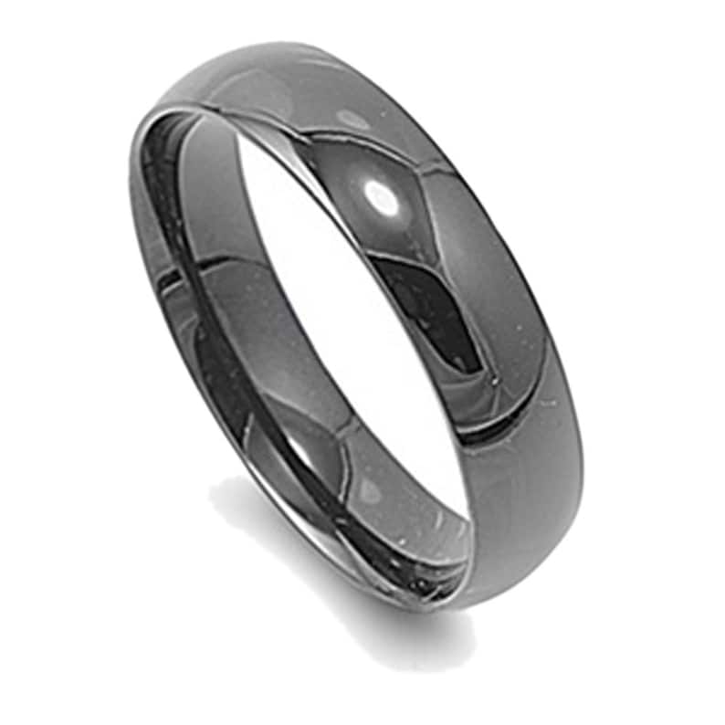 Custom Engraving Men Women 6MM Stainless Steel Ring Black Anodized Classic Domed Wedding Band Ring BRSR-778-N