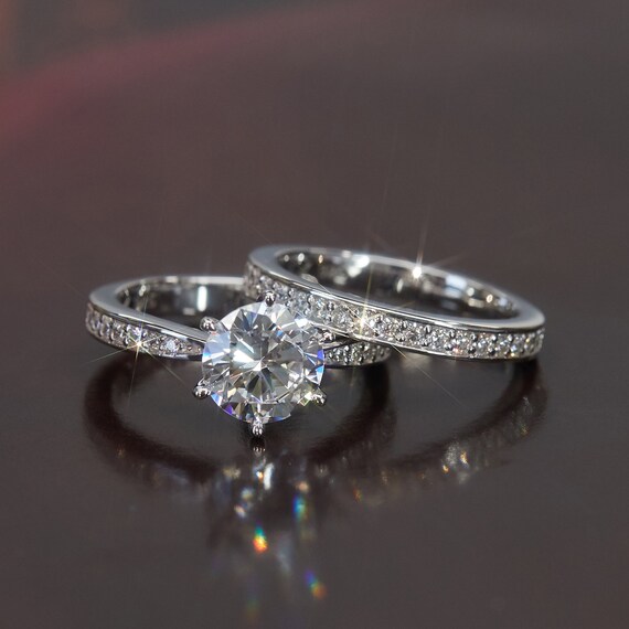 Platinum over sterling silver wedding ring sets sale