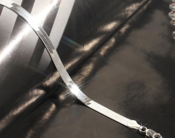 HERRINGBONE Necklace, 925 Sterling Silver Chain Necklace, 2-7mm Herringbone Chain Bracelet, Layering Necklaces, Choker Chain, Made In Italy