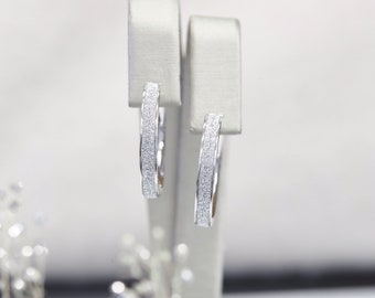 Diamond Cut Glitter Hoop Earrings, Sterling Silver Hoop Earrings Women, Intriguing Diamond Cut Glitter Earrings, 25mm Round Hoop Earrings