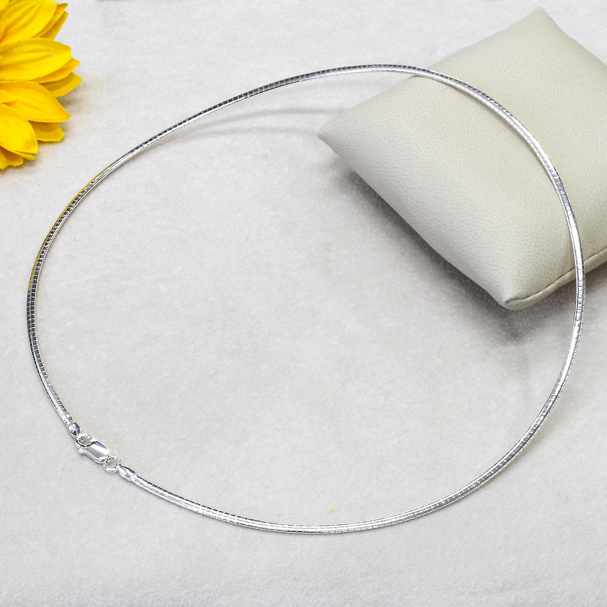 2mm OMEGA Necklace Solid Sterling 