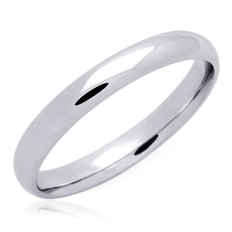 DLNBP1-9-OPT Men Women 14K White Gold or Gold 3mm Classic Domed Plain Wedding Band Ring Gift Box