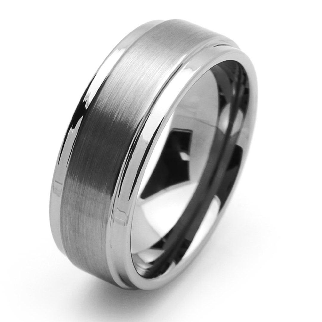 Men Women Tungsten Wedding Band 9MM Stepped Edges Tungsten - Etsy