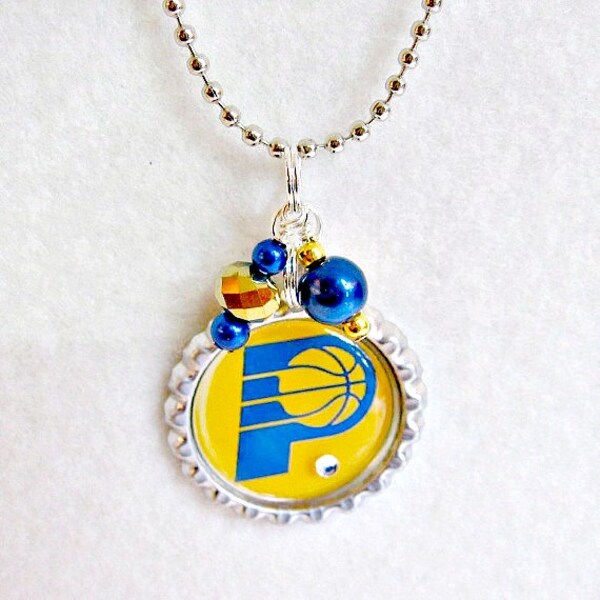 Indiana Pacers Basketball Pendant Necklace, Pacers Jewelry, Pacers Accessories, Pacers Clothing, Pacers Home, Sports Jewelry, Basketball
