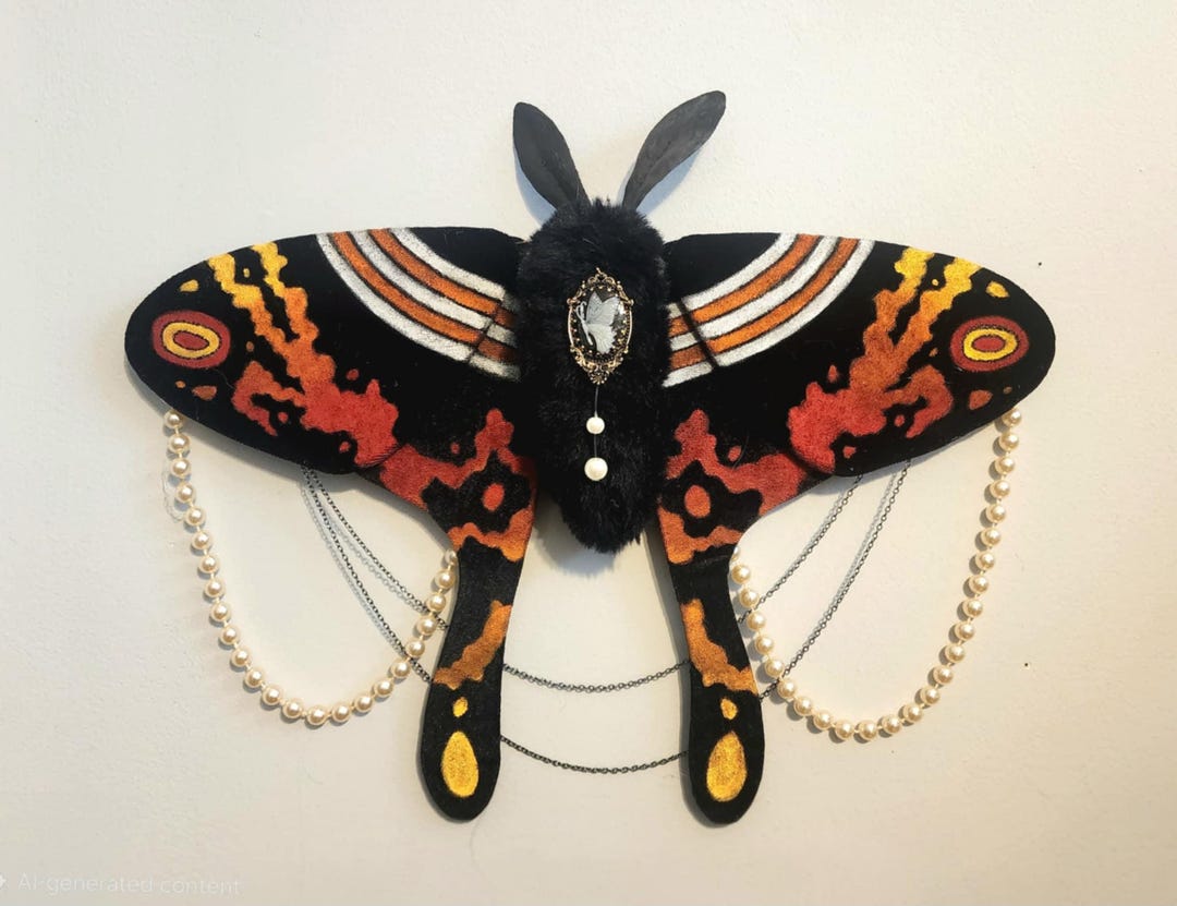 Ashflame Lunar Moth - Handmade Textile Wall Art - Etsy