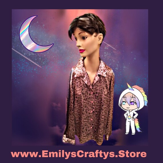 Lavender Snakeskin Button Up Blouse or Pajama Top