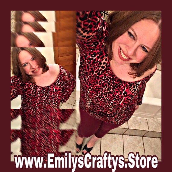 plus size red leopard print top