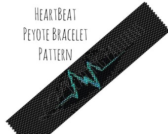 Seed Bead Bracelet Pattern, Heartbeat Cuff Peyote Pattern, Digital PDF Pattern - Buy 4 get 1 FREE - Instant Download