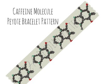 Peyote Bracelet Pattern, Caffeine Molecule Peyote Bracelet, Digital PDF Pattern - Buy 4 get 1 FREE - Instant Download