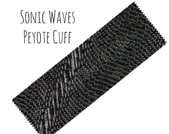 Peyote Bracelet Pattern, Sonic Waves Peyote Cuff, Digital PDF Pattern - Buy 4 get 1 FREE - Instant Download