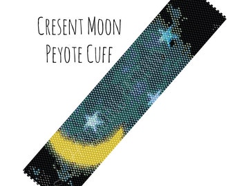 Peyote Bracelet Pattern, Crescent Moon Peyote Bracelet, Digital PDF Pattern - Buy 4 get 1 FREE - Instant Download