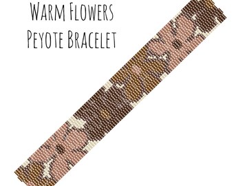 Seed Bead Bracelet Pattern, Warm Flowers Peyote Pattern, Digital PDF Pattern - Buy 4 get 1 FREE - Instant Download