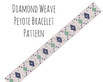 Peyote Bracelet Pattern, Diamond Weave Peyote Bracelet, Digital PDF Pattern - Buy 4 get 1 FREE - Instant Download