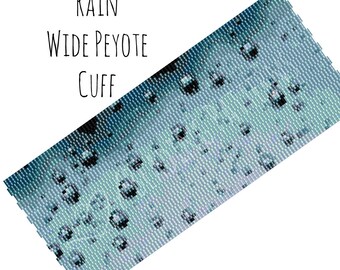 Beadweaving Bracelet Pattern, Rain Wide Peyote Cuff Pattern, Digital PDF Pattern - Buy 4 get 1 FREE - Instant Download
