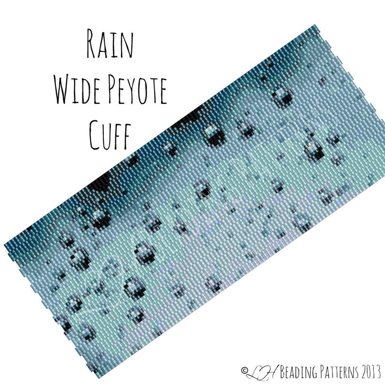 Beadweaving Bracelet Pattern, Rain Wide Peyote Cuff Pattern, Digital PDF Pattern Buy 4 get 1 FREE Instant Download image 1